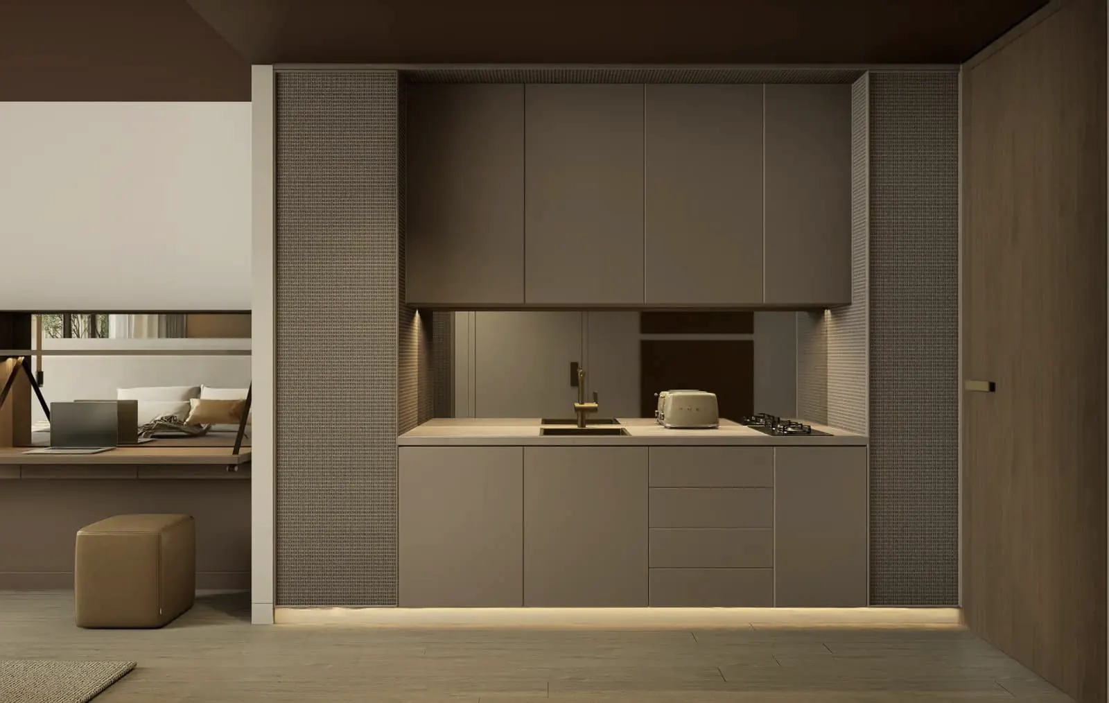 JAD 288 kitchen with integrated workspace and premium finishes